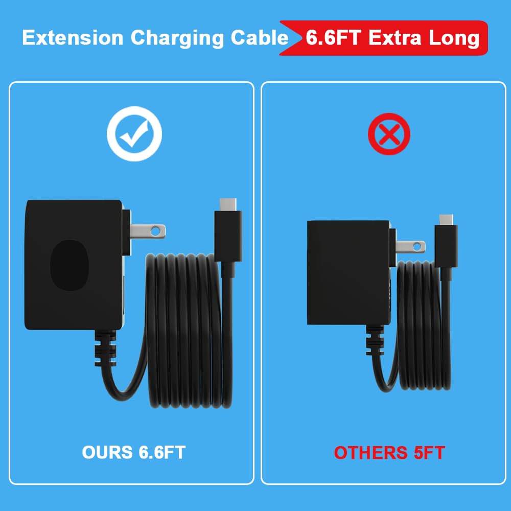 6.6FT Fast Charger for Nintendo Switch, USB C Type C Power Adapter Compatible with Nintendo Switch/Lite OLED/Dock, 15V/2.6A Supports TV Mode and Dock Station
