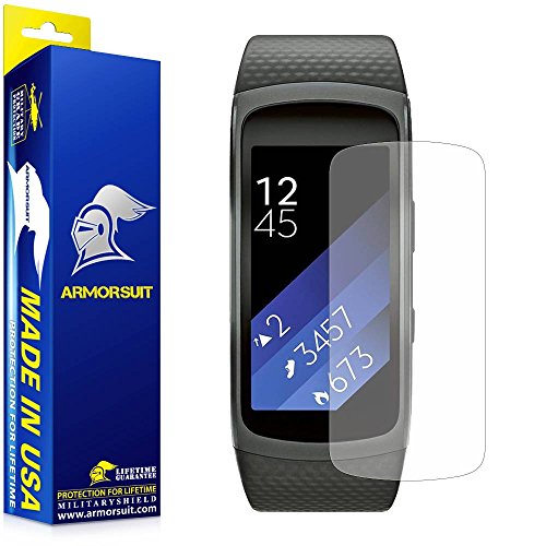 Samsung Gear Fit2 Screen Protector Anti-Glare [Full Coverage][2 Pack], ArmorSuit MilitaryShield Lifetime Replacements - Anti-Bubble Screen Protector for gear fit 2 - Matte