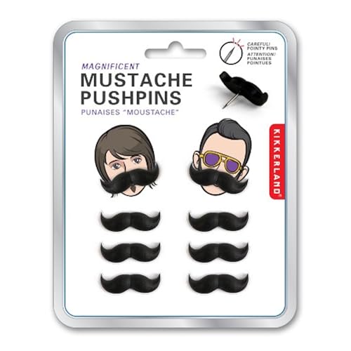 Kikkerland Mustache Push Pins, Set of 8 (ST27) Office Products, Office & School Supplies, Tape, Adhesives & Fasteners, Pins & Tacks