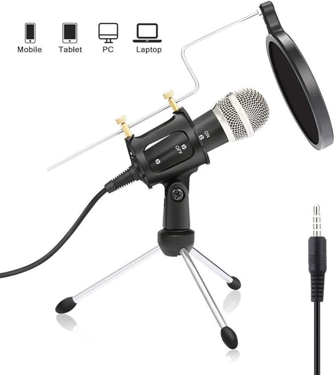 Hemobllo Mini Condenser Microphone Set with Portable Audio