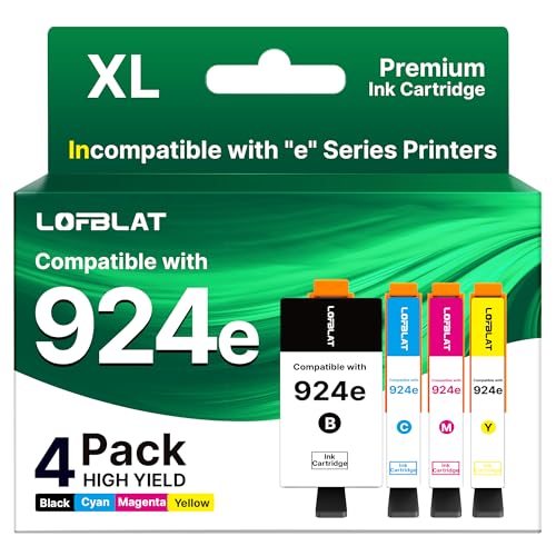 LOFBLAT 924 924e Ink Cartridges for HP 924 XL 924e 924XL Compatible with HP OfficeJet Pro 8122e 8120 8122 8123 8125 8128 8130 8132 8133 8134 8135 (with Chip, Pack of 4) Cartridges)