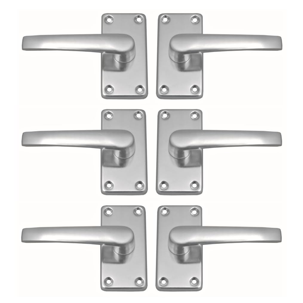 Centurion Aluminium Door Handles - Straight Lever - Pack of 3 Pairs with 89mm x 43mm Backplate | Modern Internal Door Handle Sets | Lightweight & Corrosion Resistant