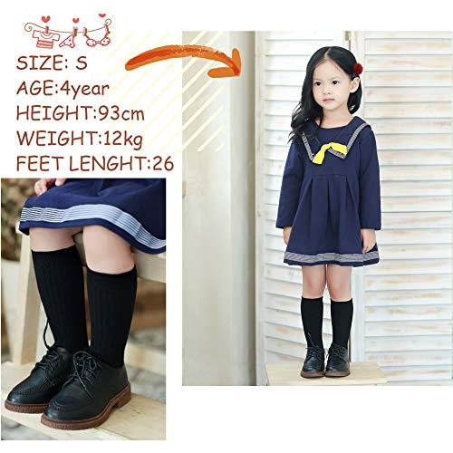 LANLEO 3 Pack Cotton Mid-Calf Ribbed Socks School Uniform Sports Tube Socks For Big Girls 3-12 Year Old 3 Pairs Navy M