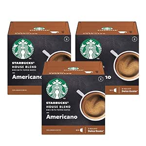 Amazon.com: Nescafe Dolce Gusto Starbucks House Blend Americano x 3 cajas  (36 cápsulas) 36 bebidas : Comida Gourmet y Alimentos