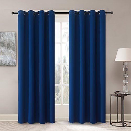 Solid Thermal Insulated Blackout Window Curtains / Draperies / Panels for Bedroom/ Living Room/Sliding glass doors Top Fation Grommet by Alice Brown (2 Panel,W52 x L84 –Inch,Navy Blue)