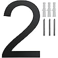 Fitous 8 inch Floating Address Numbers for House, Stainless Steel Rust-Proof Mailbox Numbers House Number Sign for Modern Home Door, Black Number 2