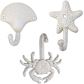 LB-LAIBA Crab Shell Starfish Coat Hooks, Beach Marine Style Wall Hooks Coat Hooks for Towel, Key, Robe, Coats, Scarf, Bag, Cap, Coffee Cup, Mugs Nautical Coat Hook Ocean Décor 3 Pieces
