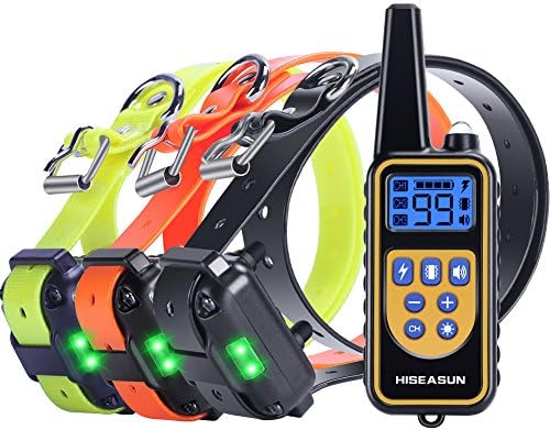 HISEASUN Remote Dog Training Collar for 3 dogs, Rechargeable with Beep, Vibration and Shock Electronic Collar, 1000ft Range (for three dogs)