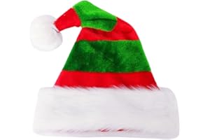 LKQBBSZ Red and Green Striped Santa Hat Christmas Elf Hats for Christmas New Year Party Decorations Classic Cosplay Costume