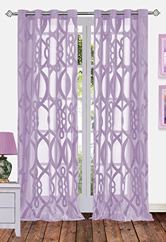 Ifblue 2 Panels Grommet Top Sheerness Velvet Cutting Sheer Window Light Filtering Geometric Pattern Curtains Drapes for Bedroom Kids Living Room (52"X72", Pink)