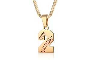 Susook Baseball Number Necklace for Men Personalized 00-99 Athletes Jersey Number Necklace Stainless Steel Number Chain 22inch Baseball Charm Pendant Inspirational Baseball Gift for Boy Women Girl