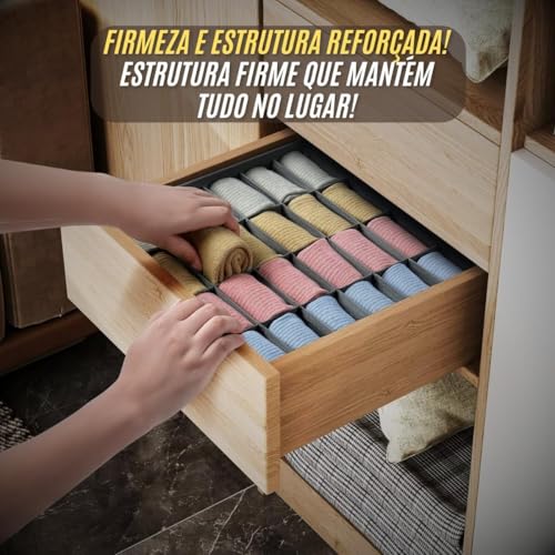 Organizador de Gaveta para Meias Kit com 2 Colmeias 24 Divisórias Organizador de Roupas Íntimas Dobrável em TNT