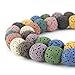 BEADNOVA 10mm Color Lava Beads Natural Crystal Stone Gemstone Round Loose Energy Healing Beads for Jewelry Making (10mm, 32-34pcs, Mix Color)