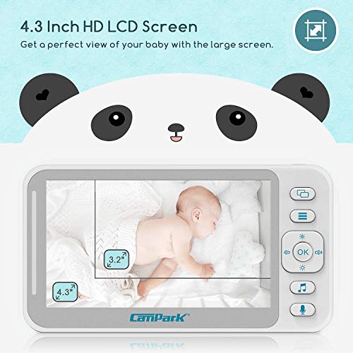 Campark Baby Monitor inch Split Screen Video Baby Monitor with