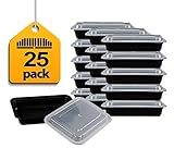 Prextex Food Container - Portion Control Lunch Bento Box - Reusable Microwaveable - 25 Pack