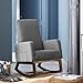 Giantex Upholstered Rocking Chair, Modern High Back Armchair, Comfortable Rocker Fabric Padded Seat Wood Base, Massage Rocking Chair for Nursery (Beige)