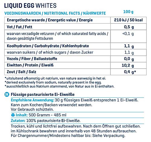 [- Body & Fit Flüssiges Eiklar Die Reinste Eiweißquelle 6x 485 ml Ei-Eiweiß Fl
