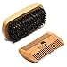 Beard Brush & Comb Set for Men - Natural Boar Bristle Brush, Dual Action Pear Wood Comb, Gift Box & Travel Pouch. Enhances Growth & Styling with Balm Oil Distribution by The Beard Black (Old)