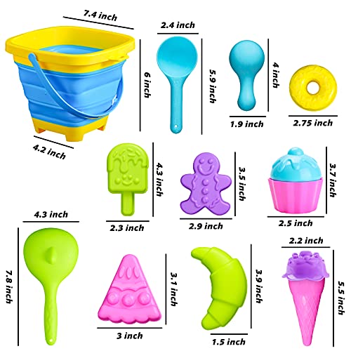 Shindel 25PCS Kids Beach Sand Toys Set, Sand Tools with Bucket Pinwheel Shovels Ice Cream Mold Set, Kids Outdoor Toys