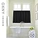 jinchan Kitchen Curtains 36 Inch Tier Curtains Waffle Woven Textured Cafe Curtains Half Window Curtain Set Rod Pocket Light Filtering for Bathroom Sink Laundry Room Basement RV 2 Panels Black