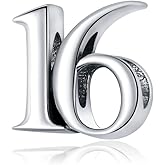 16,20,30 Number Charms 925 Sterling Silver Charm Beads Fit Pandora Charm Bracelets,for Birthday/Anniversary (16)