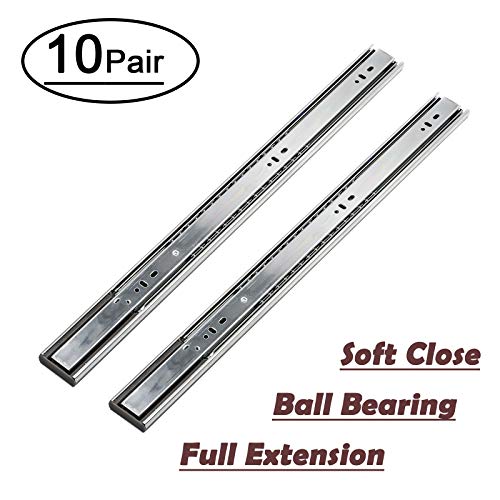 10 Pairs 22 Inch Full Extension Drawer Slides Soft Close Ball