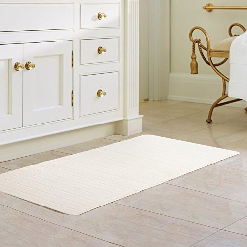 47 x 24 Inch White Memory Foam Bath Mat Absorbent Carpet Runner Extra Long Bathroom Rug Kitchen Floor Bathmat with Non-slip Backing