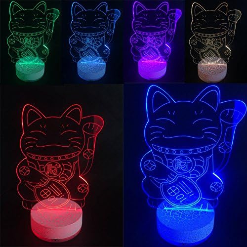 3D Illusion LED Night Lamp Fortune Cat By AZALCO
