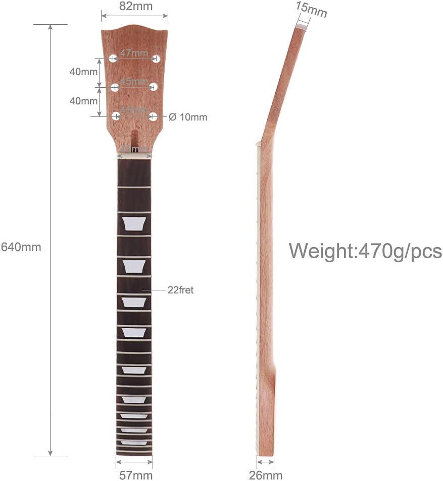 Alnicov Electric Guitar Neck DIY For Gibson LP Guitars Parts Replacement 22 Fret Mahogany Neck Rosewood Fretboard with White Trapezoid Dots Inlay Natural - Image 3