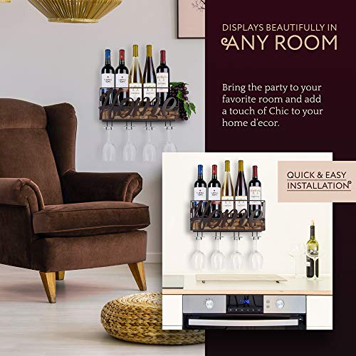 Anna Stay Wine Rack Wall Mounted Decorative Wine Racks w/ Wine Glass