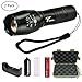 5 Modes XMLT6 LED 900 Lumen Bright Tactical Portable Waterproof Zoomable Adjustable Flashlight with Rechargeable 18650 Lithium Ion Battery Charger for Outdoors Home Emergency Gift-Giving (2-pack)