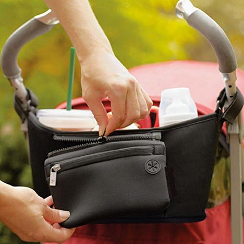 Lojow (Tm) Stroller Organizer - Luxurious spill proof premium baby bag, Practical top quality with universal fit straps best for every carriage, Great baby shower gift (Black)