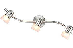 XiNBEi Lighting Track Lighting, 3 Light Wave Track Light with Glass Modern Ceiling Light Bar Brushed Nickel for Kitchen & Din