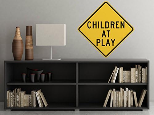 Children at Play Sign Fabric Wall Decal - Traffic and Street Signs - Medium - 3 Sizes Available - Non-Toxic, Reusable, Repositionable