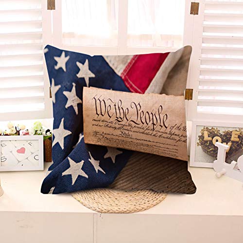 oFloral Throw Pillow Covers Americana United States Constitution Rolled