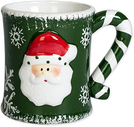 Dusted Nordic Snowflake Santa Claus 10 ounce Ceramic Stoneware Christmas Mug
