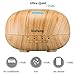 Sisfung Essential Oil Diffuser, 300mL Ultra Quiet Wood Grain Aromatherapy Diffuser With 7 Color LED, 4 Timer and Waterless Auto Shut-off Suitable for Baby, Old People and Young People
