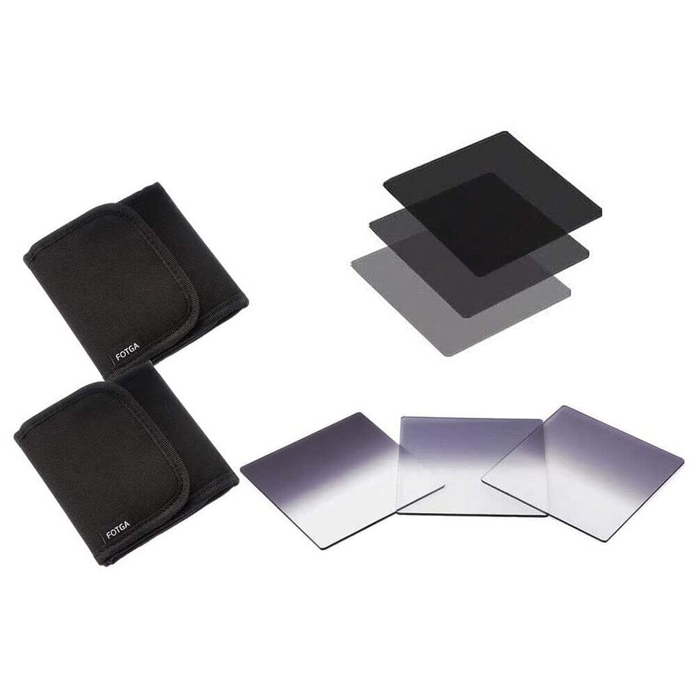 FOTGA 6 Pieces 4 x 4 Neutral Density + Graduated ND2 ND4 ND8 ND Filter + Protective Case Bag Kit for Matte Box