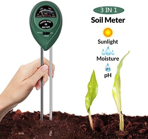 Soil pH Meter, 3-in-1 Soil Test Kit for Moisture, Light &amp; pH, Helpful for Garden, Lawn, Herbs, Indoor/Outdoor Plants Soil Tester (No Batteries Needed)