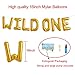 16 INCH Wild ONE Kids First Birthday Balloons with 12 PCS Artificial Palm Leaves, Baby Girl Boy 1st Bday Party Supplies with Air Pump
