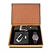 Souarts Men Watch Set, Gifts for Men Watches Set, Men Gifts Watch, Mens Gifts Birthday Gifts Artificial Leather Men Watch, Mens Watch Gifts Set Gifts Box Organizer, Dark Black, Strap, Dark Black,