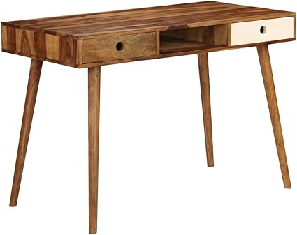 Vidaxl Bois Massif De Sesham Bureau Table Travail Ordinateur Mobilier Meubles Amazon Fr Fournitures De Bureau