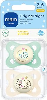 MAM Latex Original Night Soothers 0-6 Months Glow in Dark 2 Pack view 2