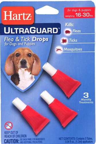 Hartz UltraGuard Flea & Tick Drops For Dogs 16-30 Lbs, 3 monthly treatments, 0.04 oz Hartz UltraGuard Flea & Tick Drops For Dogs 16-30 Lbs, 3 monthly treatments, 0.04 oz
