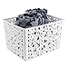 mDesign Plastic Bathroom Storage Basket Bin for Organizing Hand Soaps, Body Wash, Shampoos, Lotion, Conditioners, Hand Towels, Hair Accessories, Body Spray - Large, Floral Design - White