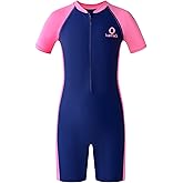 karrack Girls and Boys One Piece Rash Guard Swimsuit Kid Water Sport Short Swimsuit UPF 50+ Sun Protection Bathing Suits
