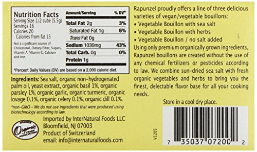 Rapunzel, Pure Organics Vegetable Bouillon with Sea Salt/Herbs, 3.10 oz - Thumbnail 4
