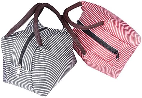 2 pcs Lunch Bags,Decaral Canvas Convenient Lunch Box Zipper Bag Multi-function Lunch Bag Handbag