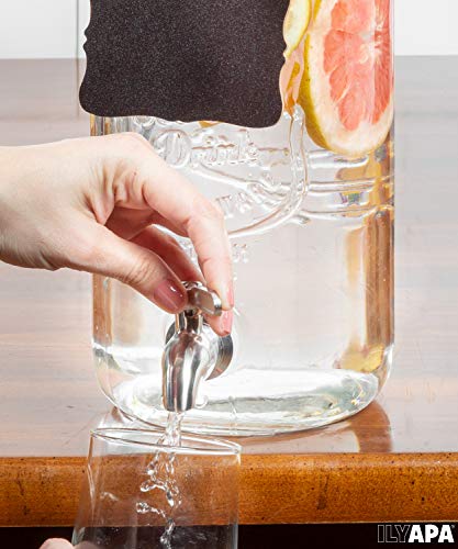 image for Ilyapa Outdoor Glass Beverage Dispenser with Stainless Steel Spigot, H