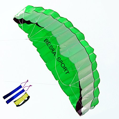 Besra New Arrival Huge 102inch/98inch Dual Line Parachute Stunt Kite with Flying Tools 2.6m/2.5m Power Parafoil Kitesurfing Training kites Outdoor Fun Sports for Beach (102inch Green)